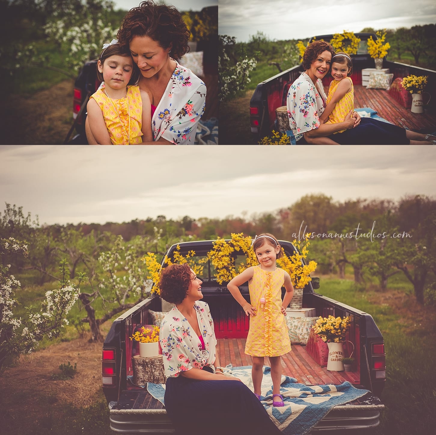 yellow, mommy & Me, mothers day, yellow, dodge pickup, love, family, diversity, Hammonton, apple orchard, Allison Gallagher, AllisonAnne Studios